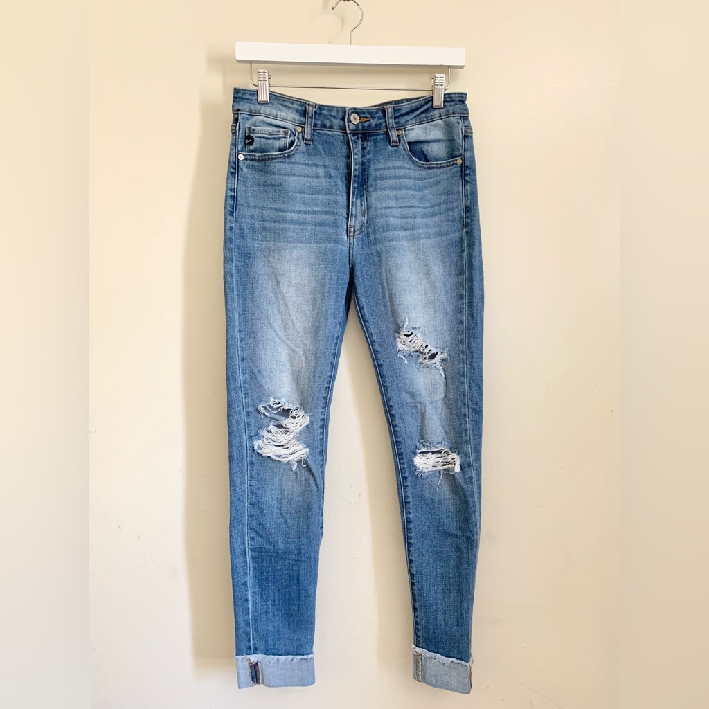Kancan Blue Folded Skinny Jeans 9/28